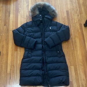 Polo by Ralph Lauren Black Puffer Coat with Fur Hood